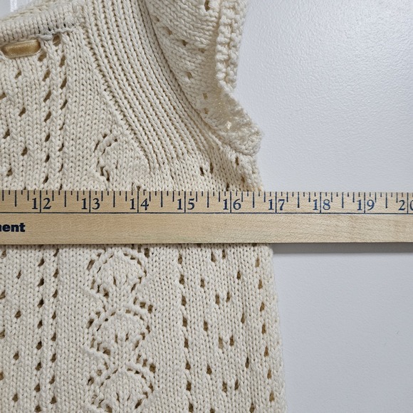 Haute Hippie Crochet Crop Top Women's Small Ivory Bohemian Flutter Sleeve EUC * - Picture 8 of 10